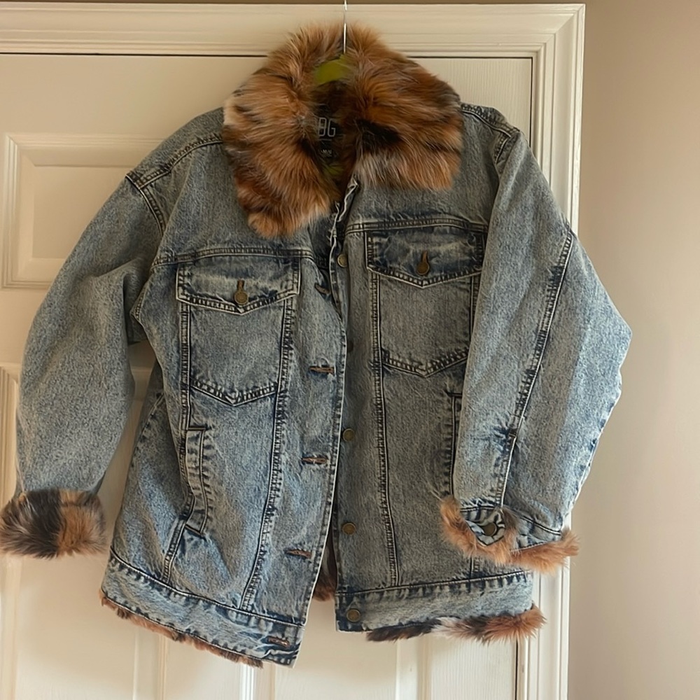 BDG Faux fur lined denim coat